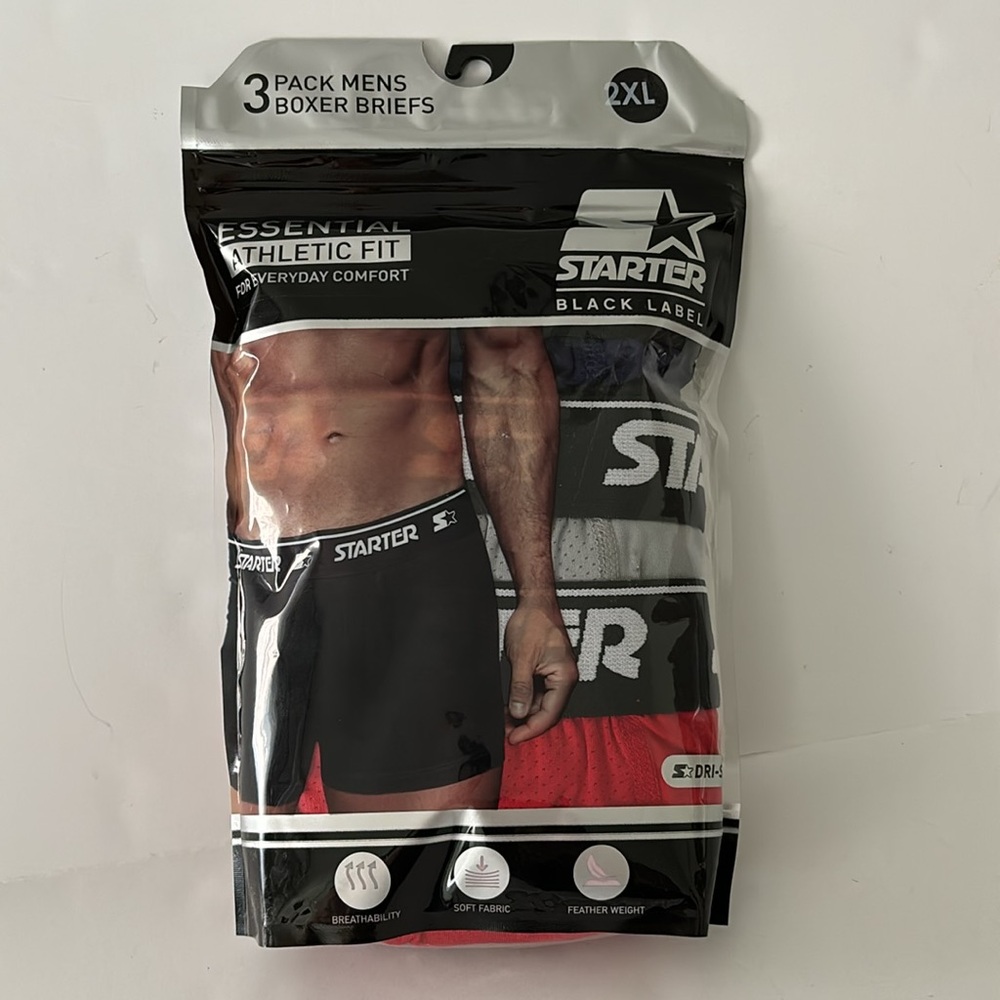 Starter Black Label Men’s Essential Cotton Stretch 6” Boxer Briefs 3 Pack